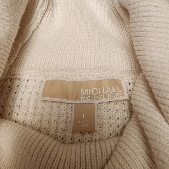 Michael Kors White Cowl Neck Waffle Pattern Pullover Sweater L - Picture 10 of 13